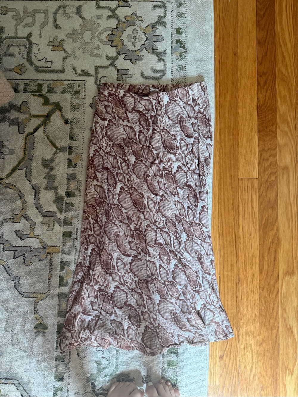 Nordstrom Snake Print Maxi Skirt in Mauve and Cream